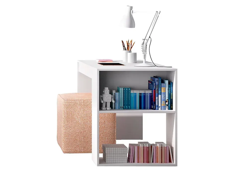 Bureau Arianella, Pupitre polyvalent, Table de bureau pour PC, Plan de travail, 115x50 h74 cm, Blanc