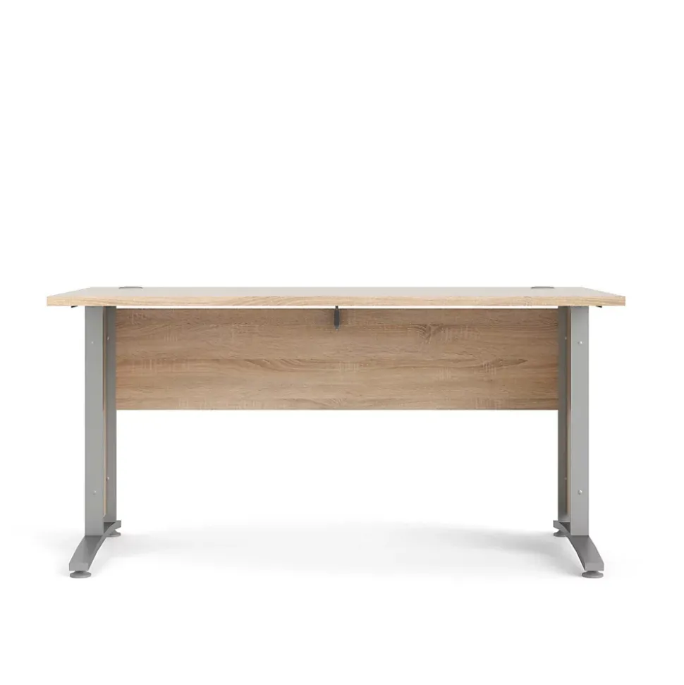 Bureau Ascorbato, Pupitre polyvalent, Table de bureau pour PC, Plan de travail, 150x80 h75 cm, Gris et Chêne