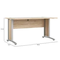 Bureau Ascorbato, Pupitre polyvalent, Table de bureau pour PC, Plan de travail, 150x80 h75 cm, Gris et Chêne