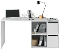 Bureau avec 2 niches et 2 portes coloris Blanc Artik en MDF - L. 120 x P. 77 x H. 74 cm