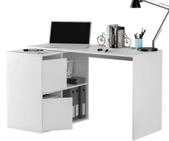 Bureau avec 2 niches et 2 portes coloris Blanc Artik en MDF - L. 120 x P. 77 x H. 74 cm