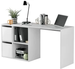 Bureau avec 2 niches et 2 portes coloris Blanc Artik en MDF - L. 120 x P. 77 x H. 74 cm