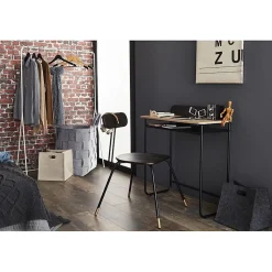 Bureau avec 1 étagère en bois naturel et métal noir 80 x 37 x 86 cm