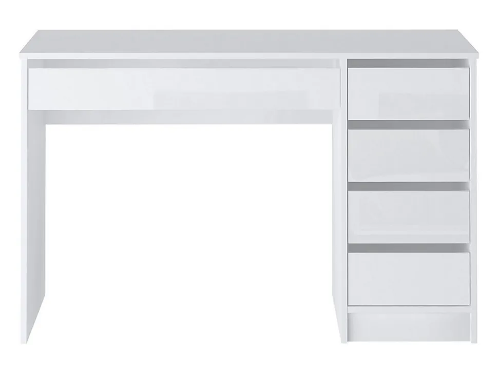Bureau avec 5 tiroirs - Blanc brillant - JENEMI