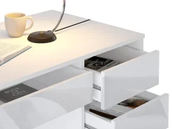 Bureau avec 5 tiroirs - Blanc brillant - JENEMI