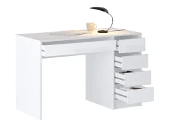 Bureau avec 5 tiroirs - Blanc brillant - JENEMI