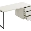 Bureau avec 3 tiroirs - MDF et métal - Beige et noir - TIMFIA