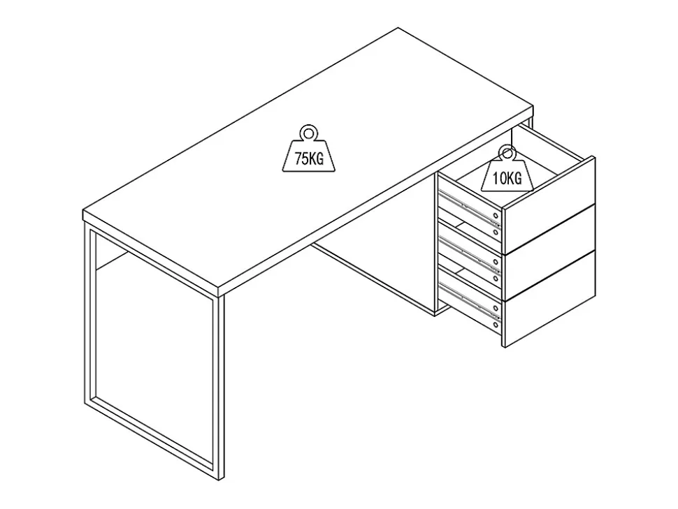 Bureau avec 3 tiroirs - MDF et métal - Beige et noir - TIMFIA