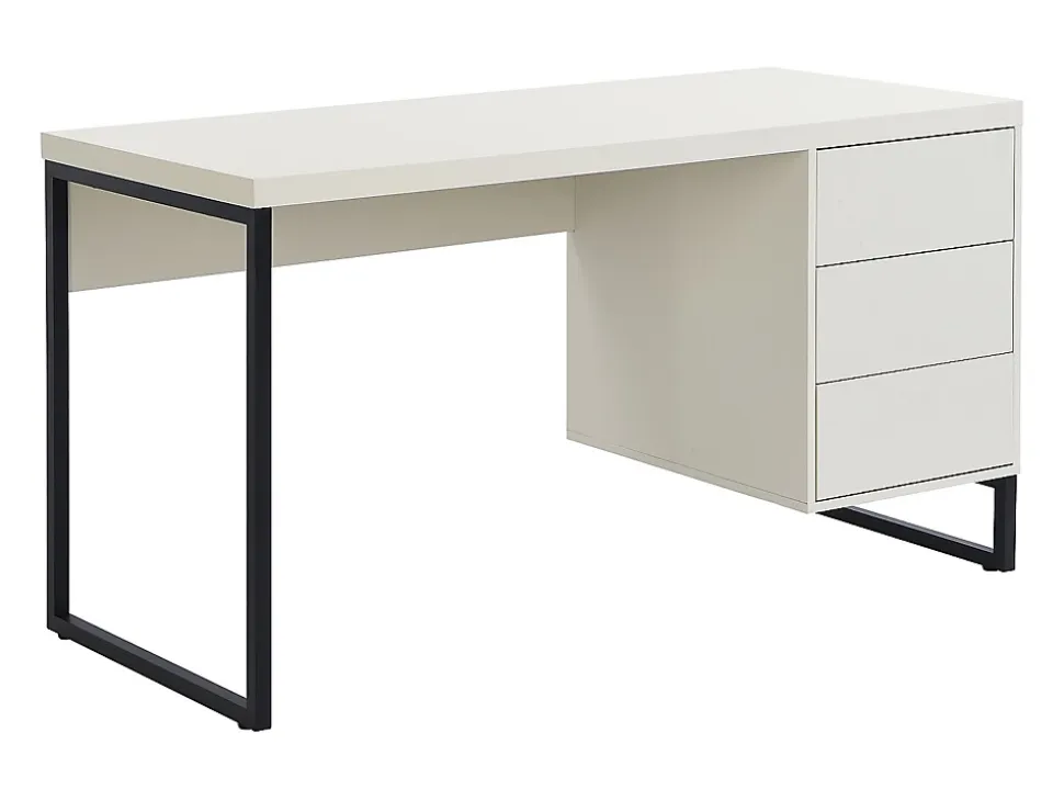Bureau avec 3 tiroirs - MDF et métal - Beige et noir - TIMFIA