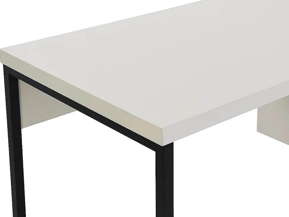 Bureau avec 3 tiroirs - MDF et métal - Beige et noir - TIMFIA