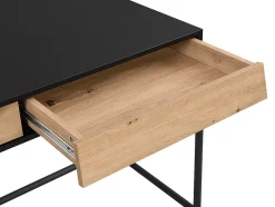 Bureau avec 2 tiroirs - MDF et métal - Noir et naturel - VUORIA