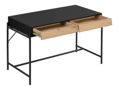 Bureau avec 2 tiroirs - MDF et métal - Noir et naturel - VUORIA