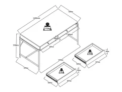 Bureau avec 2 tiroirs - MDF et métal - Noir et naturel - VUORIA