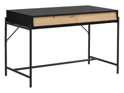 Bureau avec 2 tiroirs - MDF et métal - Noir et naturel - VUORIA