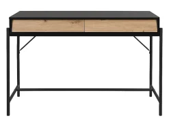 Bureau avec 2 tiroirs - MDF et métal - Noir et naturel - VUORIA