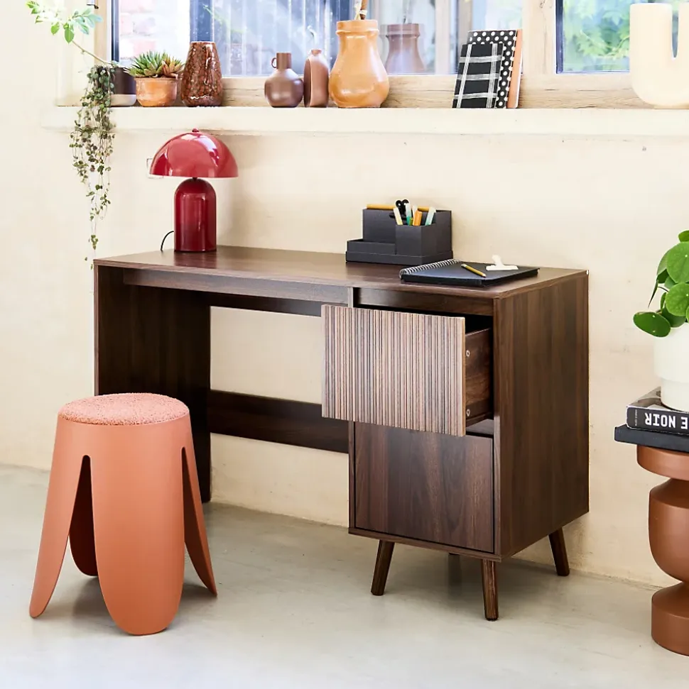 Bureau avec 2 tiroirs noyer LINEAR L 120 x P 48 x H 75cm