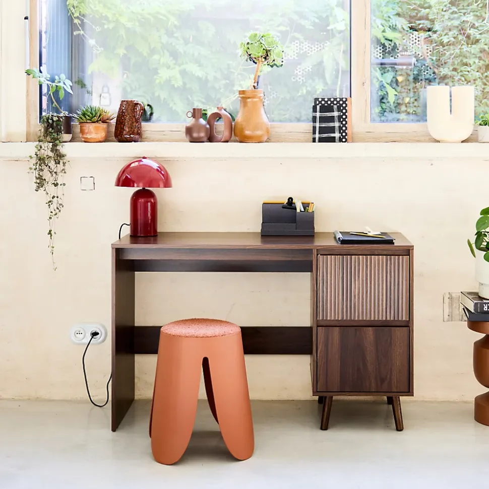 Bureau avec 2 tiroirs noyer LINEAR L 120 x P 48 x H 75cm