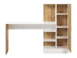 Bureau avec armoire de rangements - Coloris : Naturel et blanc - MILARIA