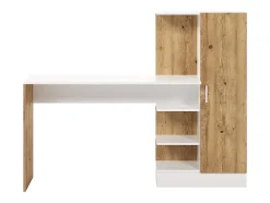 Bureau avec armoire de rangements - Coloris : Naturel et blanc - MILARIA