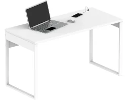 Bureau avec commode de rangement coloris blanc