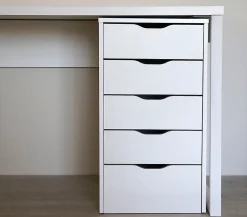 Bureau avec commode de rangement coloris blanc