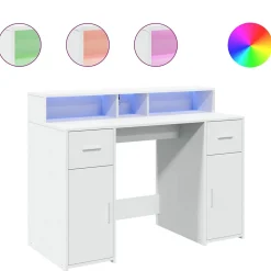 Bureau avec lumières LED blanc 120x55x91 cm bois d'ingénierie vidaXL