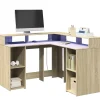 Bureau avec lumières LED chêne sonoma bois d'ingénierie vidaXL