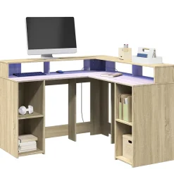 Bureau avec lumières LED chêne sonoma bois d'ingénierie vidaXL