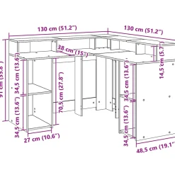 Bureau avec lumières LED chêne sonoma bois d'ingénierie vidaXL