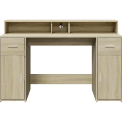 Bureau avec lumières LED chêne sonoma bois d'ingénierie vidaXL