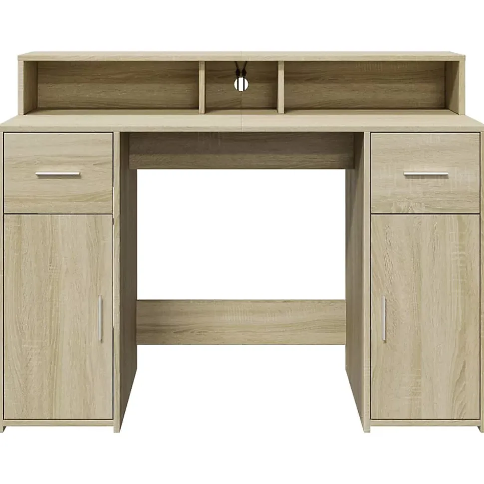 Bureau avec lumières LED chêne sonoma bois d'ingénierie vidaXL