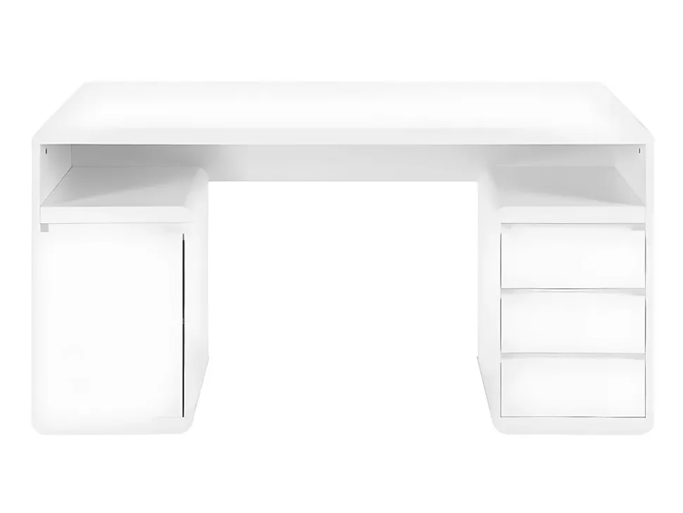 Bureau avec rangements SERGUEI - MDF laqué blanc