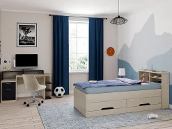 Bureau avec rangements ZACHARIE - Coloris : chêne et noir