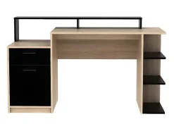 Bureau avec rangements ZACHARIE - Coloris : chêne et noir