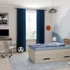 Bureau avec rangements ZACHARIE - Blanc et chêne