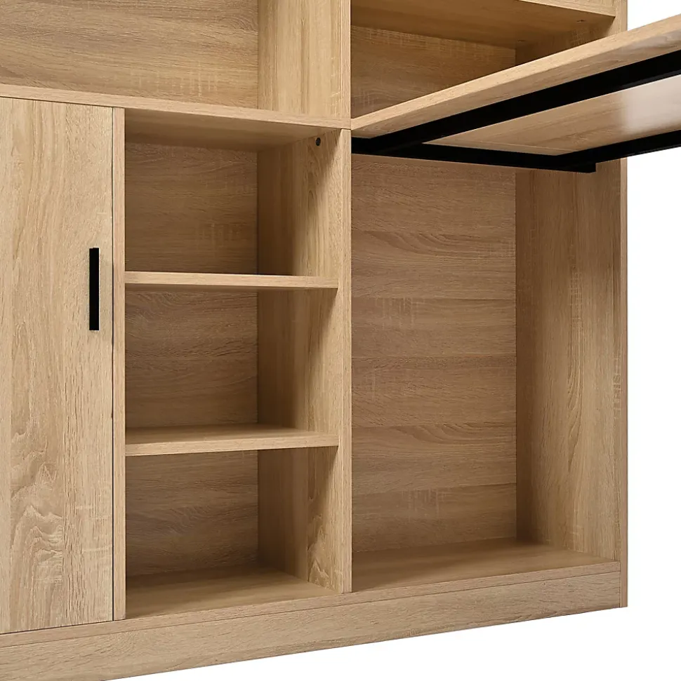 Bureau avec Étagères - Bureau Ordinateur avec Rangement Latéral - MDF Bois Naturel, 120x50x120 cm