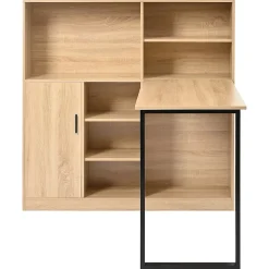 Bureau avec Étagères - Bureau Ordinateur avec Rangement Latéral - MDF Bois Naturel, 120x50x120 cm