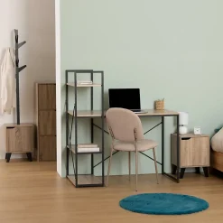 Bureau avec étagères Aliaj effet chêne naturel - Noir- 5five