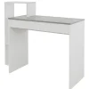 Bureau avec étagères bureau PC blanc avec plateau gris système 2en1 moderne