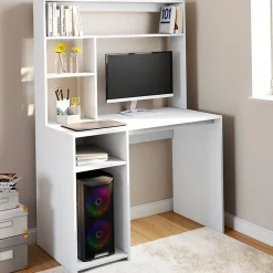 Bureau avec étagères de rangement DAN blanc