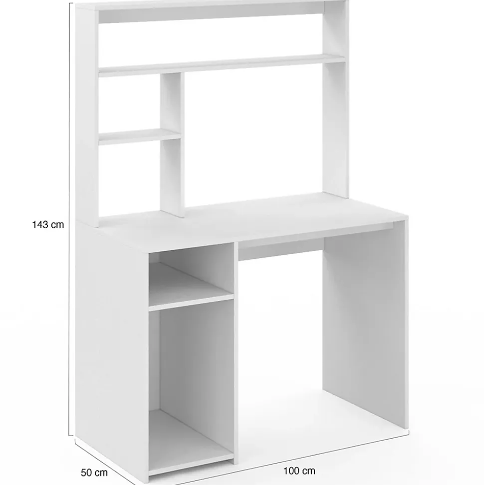 Bureau avec étagères de rangement DAN blanc