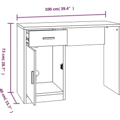 Bureau avec tiroir et armoire Blanc brillant 100x40x73 cm vidaXL