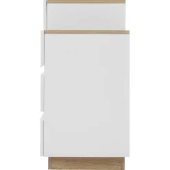 Bureau avec Tiroirs - Bureau avec Coiffeuse et Rangements, Bois, Blanc et Bois Clair - 125x38,9x76 cm