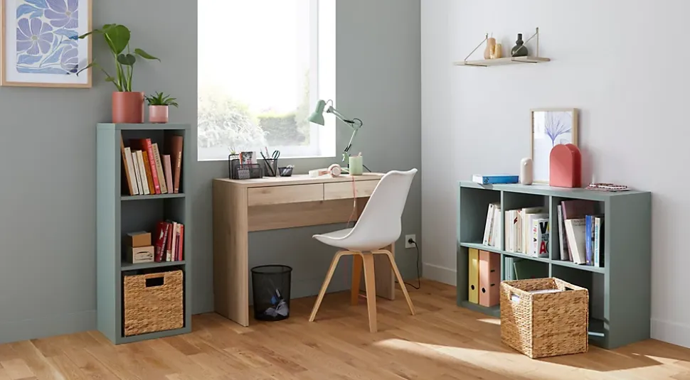 Bureau avec tiroirs effet chêne l. 100,1 cm