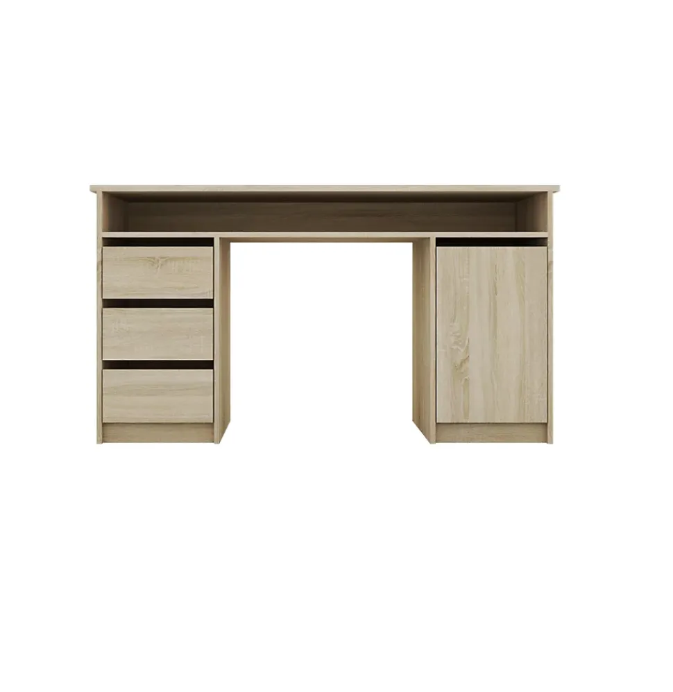 Bureau avec tiroirs et porte effet chêne l. 138 x H. 75 x P. 50 cm Szynaka Meble Elise