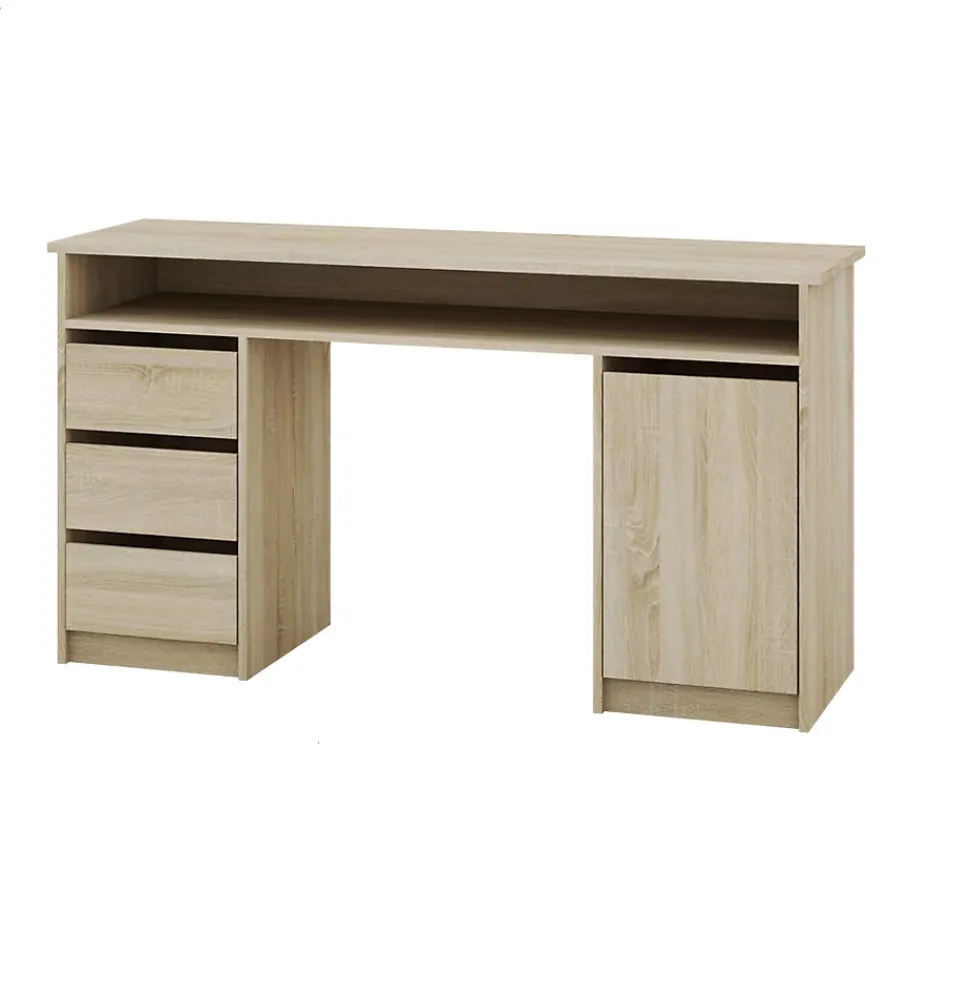 Bureau avec tiroirs et porte effet chêne l. 138 x H. 75 x P. 50 cm Szynaka Meble Elise