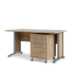 Bureau Azzaro, Pupitre polyvalent, Table de bureau pour PC, Plan de travail, 150x80 h75 cm, Gris et Chêne