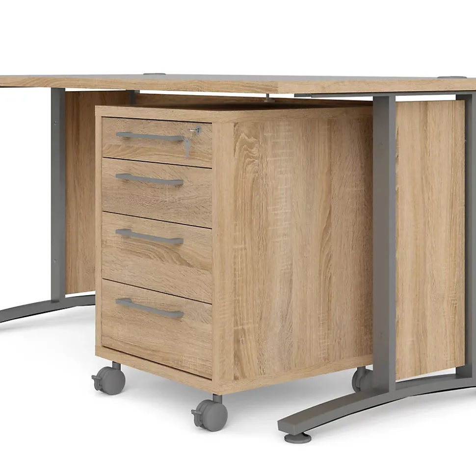 Bureau Azzaro, Pupitre polyvalent, Table de bureau pour PC, Plan de travail, 150x80 h75 cm, Gris et Chêne