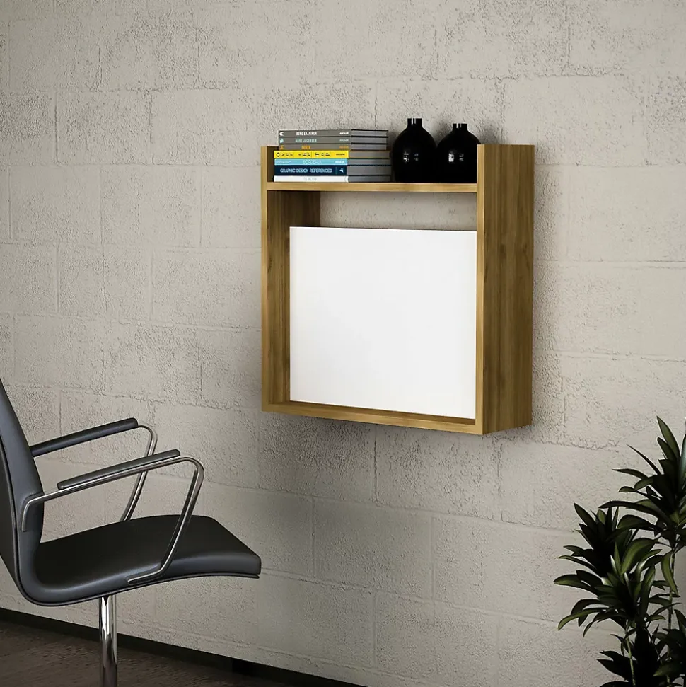 Bureau Bariano, Pupitre polyvalent, Table de bureau pour PC, Plan de travail, 60x20h60 cm, Blanc et Noyer