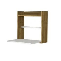 Bureau Bariano, Pupitre polyvalent, Table de bureau pour PC, Plan de travail, 60x20h60 cm, Blanc et Noyer